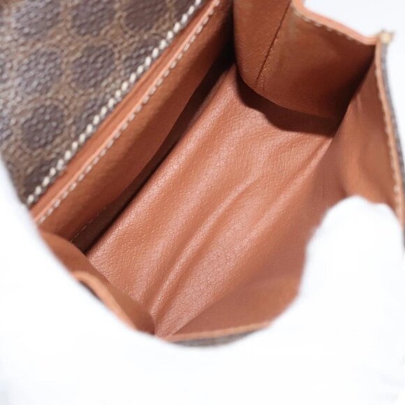 CELINE Macadam Canvas Mini Hand Bag PVC Leather 2way Brown Gold Auth yk18202 - Picture 11 of 16